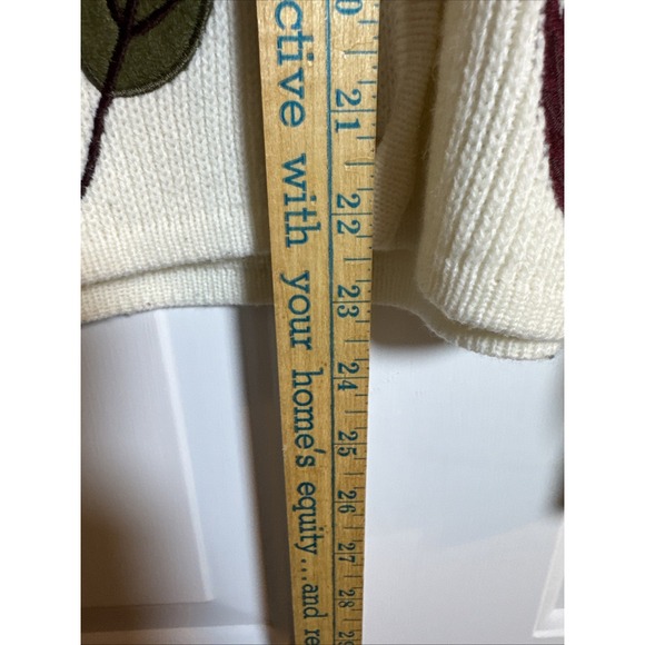 Vintage Croft & Barrow Fall Leaf Sweater XL Cream Embroidered Hong‎ Kong - Picture 5 of 6